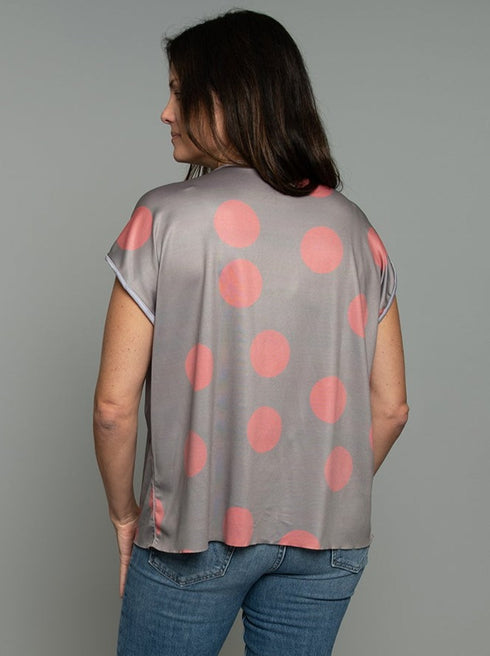 The Relaxed Tee - Pink Stripes / Pink Dots